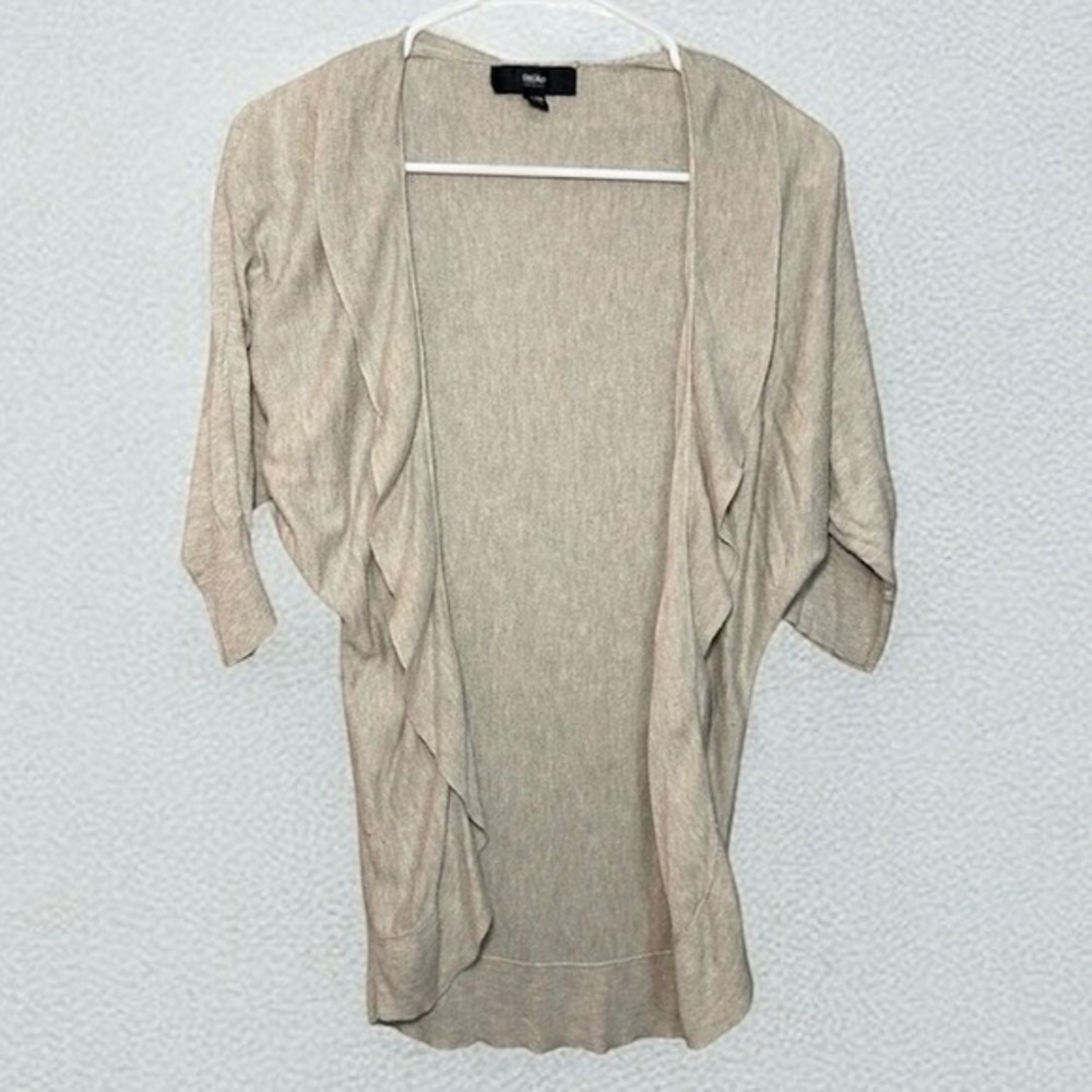 Y2K Mossimo Ruffle Open Front Cardigan Size XS Cream Knit Coquette Preppy Ballet